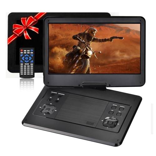 16,9" bärbar DVD-spelare med 14,1" svängbar skärm, 6 timmars batteri, bilspelare, bilnackstödsfäste, bärbar DVD-spelare som stöder alla regionsdiskar/SD-kort/USB/Sync TV, svart