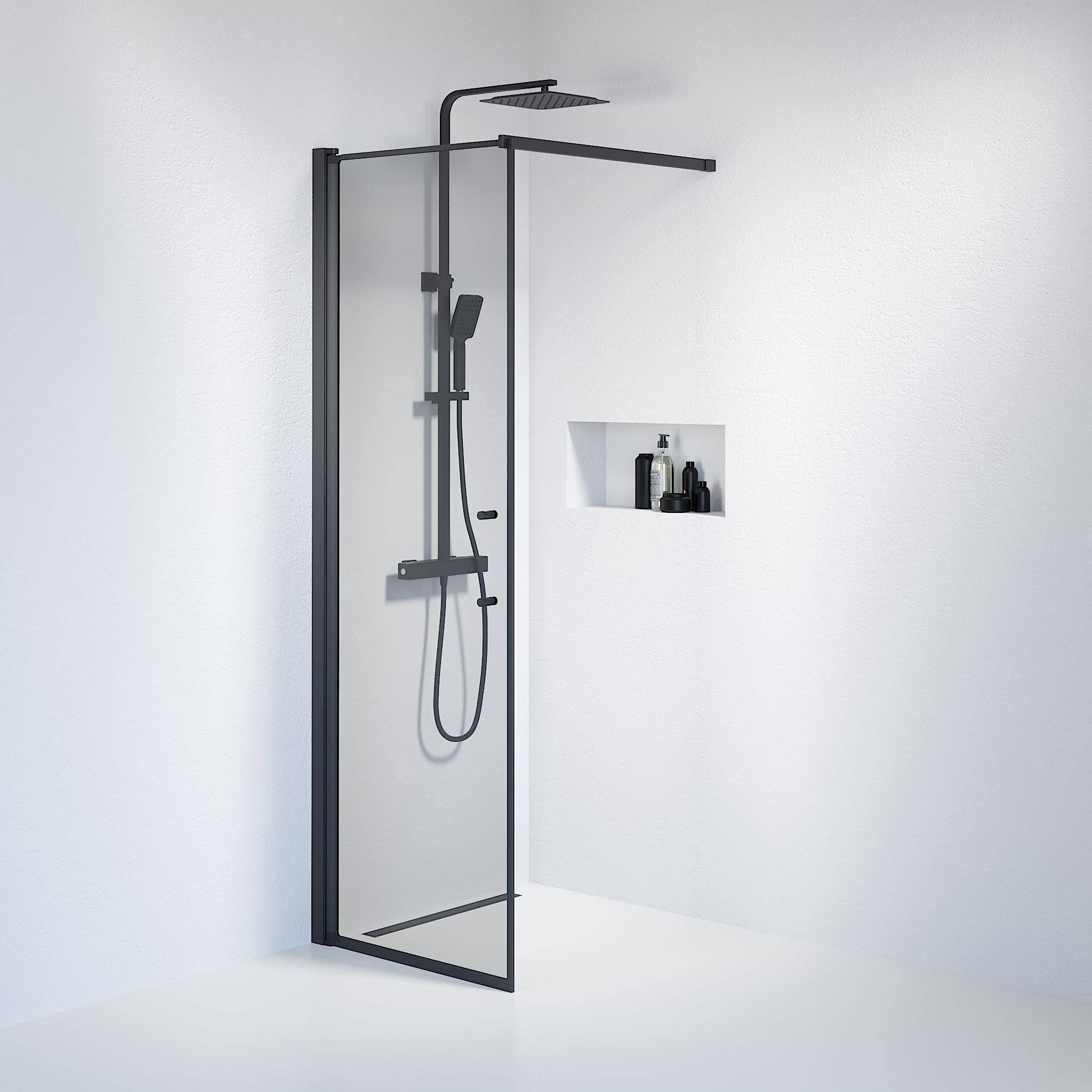 Vänern Brusevæg, Sort Profil, Tonet Glas - 80 cm