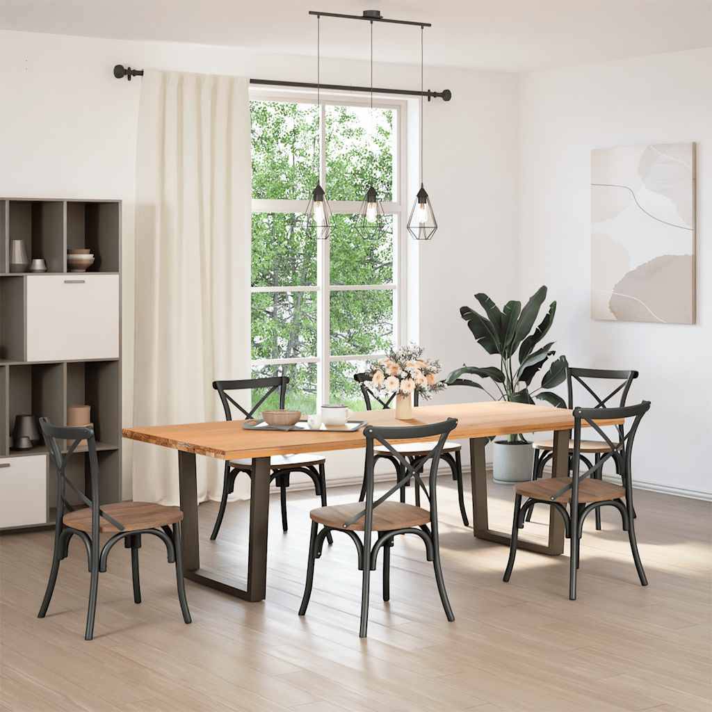 vidaXL spisebordsben V-formet 2 stk. naturstål 90 x (72-73,3) cm stål