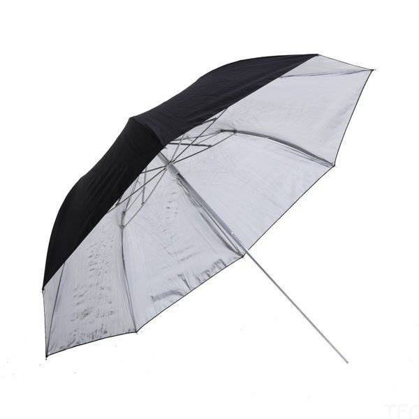 Paraply dubbelvikt 112 cm (Silver / svart 112 cm)