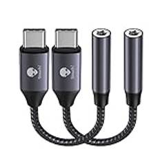 Stouchi USB C to 3.5mm Dongle Adapter (2 Packs) Type C Headphone Audio Jack Cable Cord Hi-Fi DAC Chip for iPhone 15, Pixel 8/7 /6, iPad, Samsung Galaxy S22 S21 Ultra Z Flip Note20- Grey