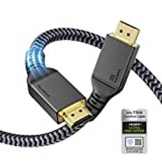 8K HDMI 2.1 Kabel 5M,Maxonar (Certifierad) Ultra HD 48Gbps High Speed ​​8K@60 4K@120 eARC RTX 3090 HDR10 4:4:4 HDCP 2.2&2.3 Dolby Kompatibel med PS5/Xbox Series X/Roku/Sony/Fire