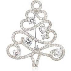 August Woods Silver Spkle Chrstmas Tree Brooch - Silver