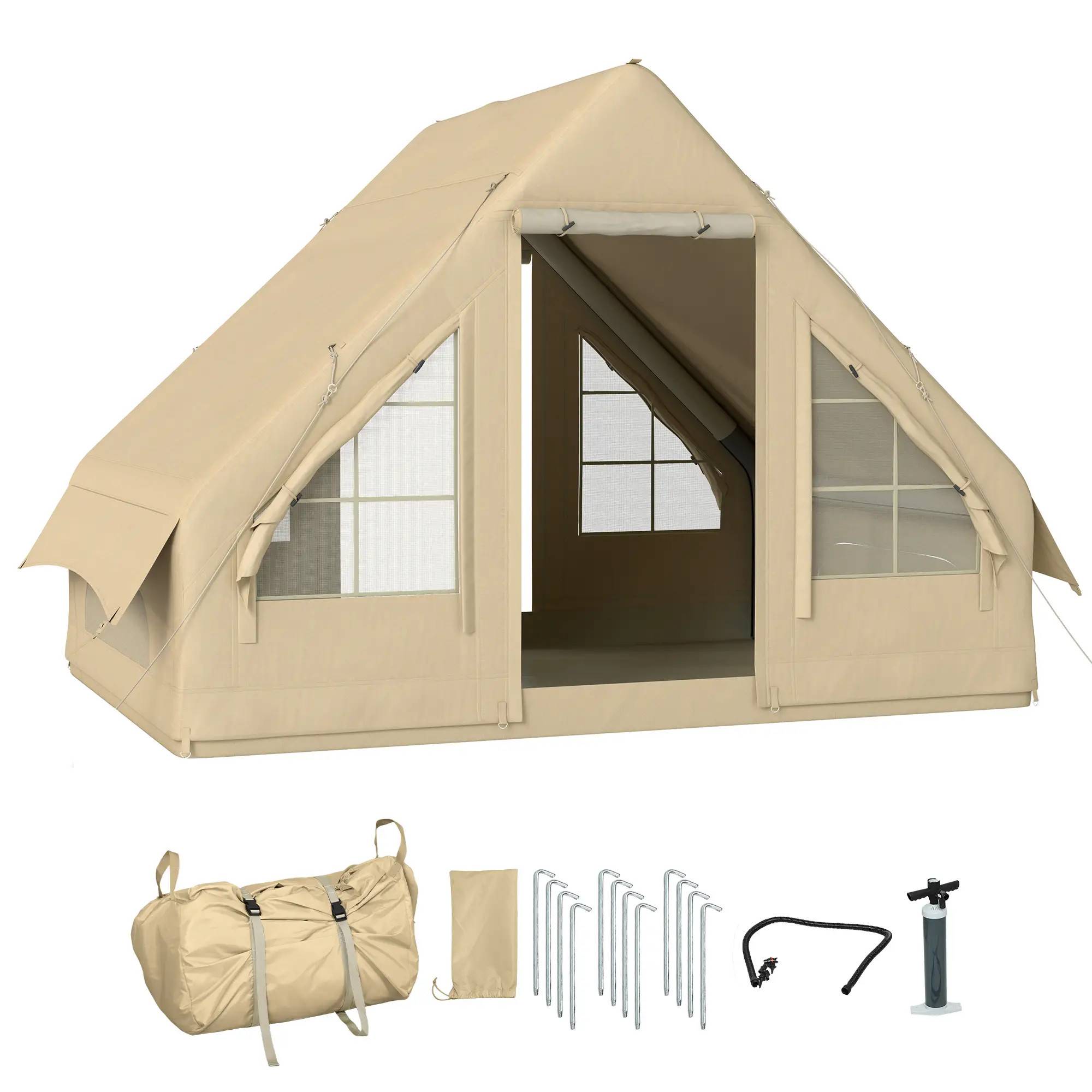 Uppblåsbart campingtält med luftpump