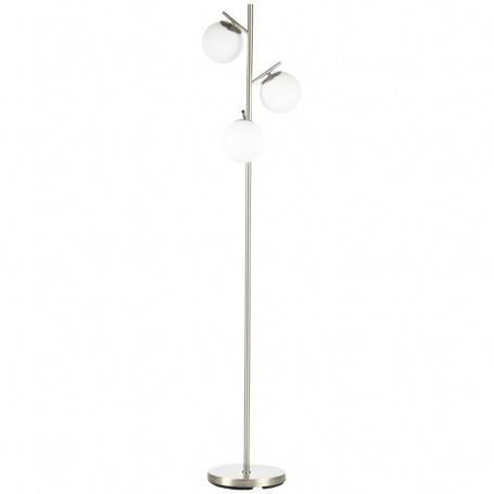 Golvlampa med 3 Glaskulor Silver + Vit H. 169 cm