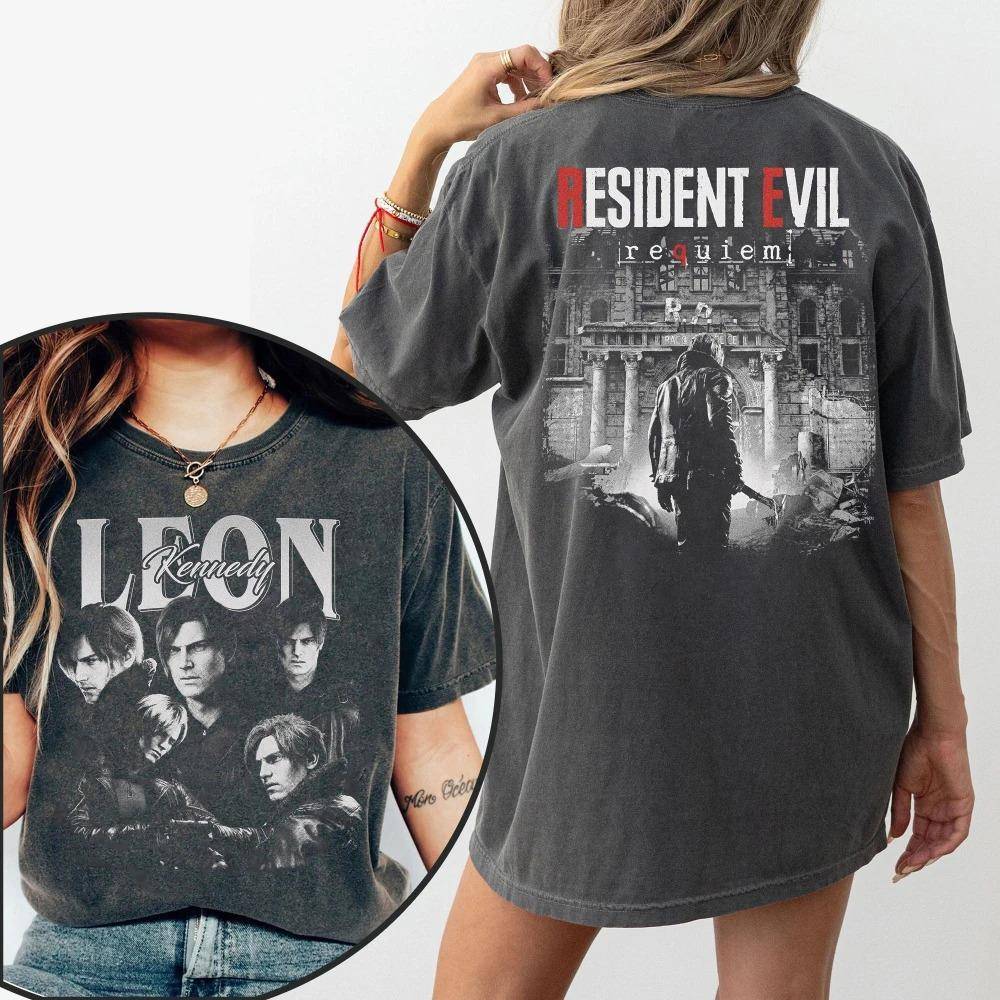 Leon S. Kennedy Resident Evil 9 Requiem T-shirt Biohazard T-shirt Grace Emily Gideon T-shirt Kortärmad Dam för Vår Sommar Unisex cm beige