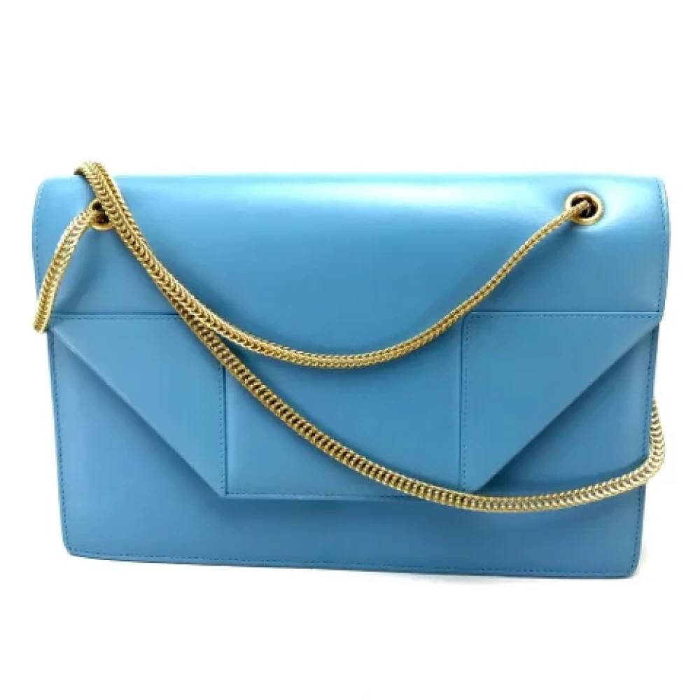 Yves Saint Laurent Vintage Pre-owned Laeder skuldertasker - Vintage - Dame - Blå - ONE SIZE - Uld