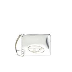 Diesel - Pochette zippée en cuir effet miroir - Petits Portefeuilles - Mixte - Gris argenté