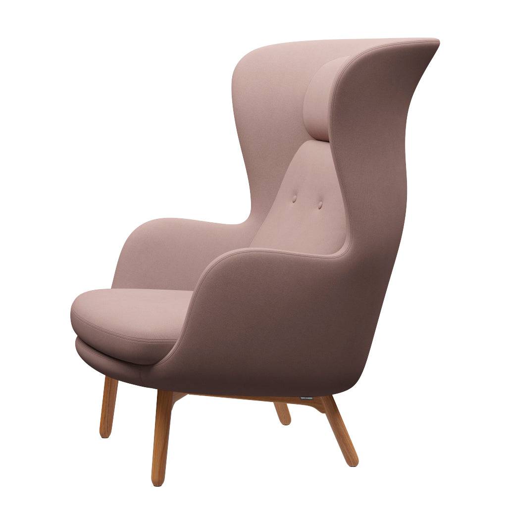 Ro Lænestol m. stel i eg fra Fritz Hansen Christianshavn - 1130 Light Red Uni - Jacobsen Plus