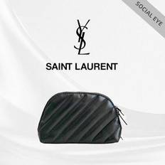 Saint Laurent Limited Edition svart sminkväska med dubbel dragkedja (liten och bärbar förvaringsväska), med högkvalitativt slitstarkt läderskal, super