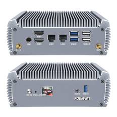 ROUAFWIT Mini Desktop Computer AMD Ryzen Fanless R7 7730U 8C/16T, Small Home Office Mini PC, 4K@60Hz 2 Display, Wifi6.0 BT5.2, TDP 15W, NO RAM NO Storage NO System, Barebone