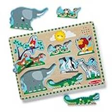 Melissa & Doug Zoo Animals Sound Puzzle - Wooden Peg Puzzle With Sound Effects (8 pcs)