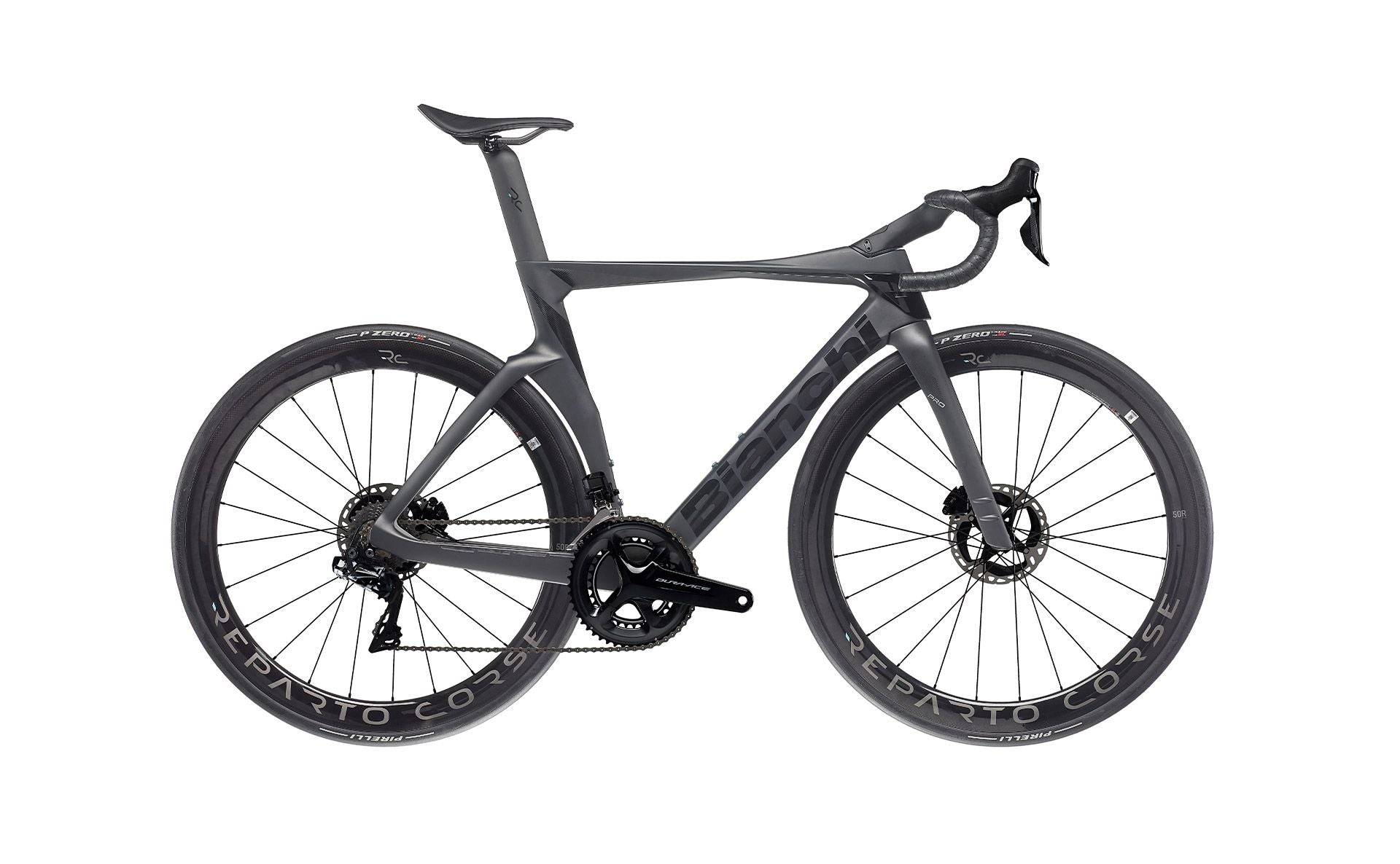Bianchi Oltre PRO 2024 - Shimano Dura-Ace Di2 2x12sp - Reparto Corse RC50 - 013 / 57 / XE - GRAPHITE MATT / BLACK GLOSSY