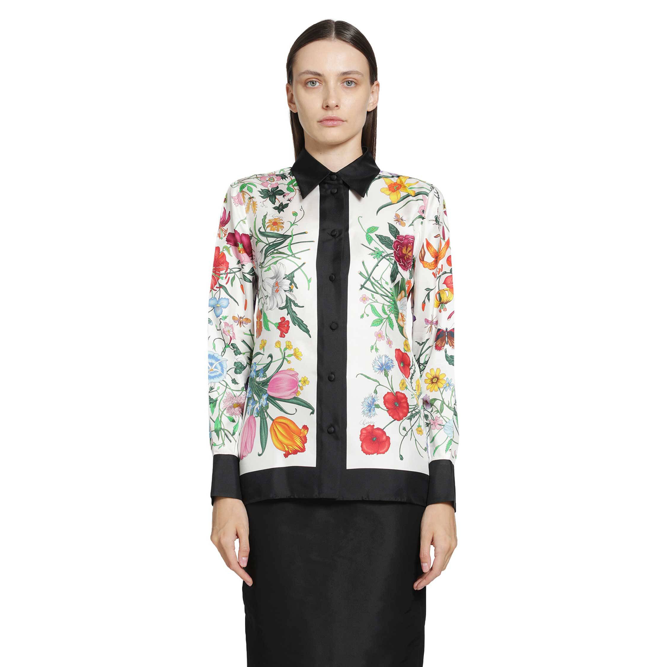 Printed Silk Shirt - multicolor - 42