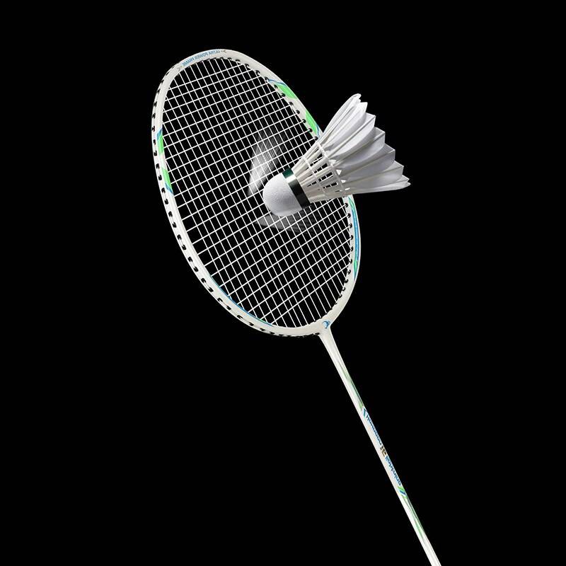 Badmintonracket med 3u kolfiberaluminium 20-22 lbs steady catch ultralätt offensiv badmintonracketträning med väska - Grön