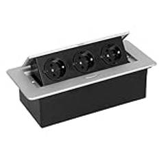 Power Strip, Skrivbord Power Strip Inbyggt eluttag med 3 uttag Aluminiumlegeringspanel Brandsäkert PC-material IP40 16A Lämplig