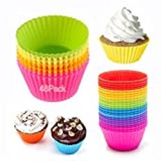 Guidre 48-pack återanvändbara cupcake-formar i silikon, silikonformar, silikonformar, standardsilikonformar för muffins 4 färger, non-stick BPA-fri | diskmaskinssäker