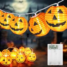 Kimuwote Halloween ljusslinga, batteri, 6 m, 20 LED, orange, pumpa, lampa, ljusslinga, batteridriven, 2 lägen, vattentät ljusslinga för utomhusbruk, inomhus, dekoration, fest, halloweendekoration