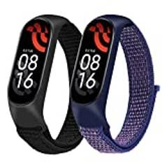 Ainiv Armband kompatibelt med Xiaomi Mi Band 5/Xiaomi Mi Band 6/Amazfit Band 5, mjuka justerbara fitnessersättningsband för Xiaomi Mi Band 5/6 armband, Nylon, Nylon