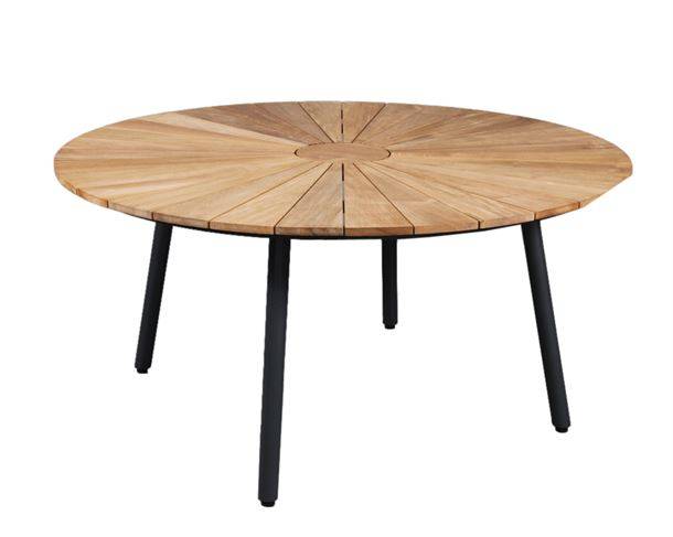 DaneLine Eva Havebord Ø150 cm - Teak - Grå.