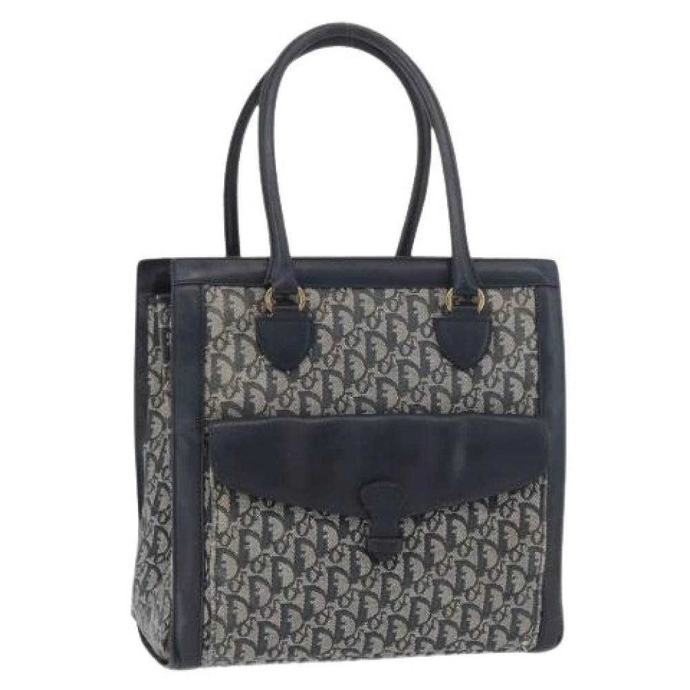 Dior Vintage Pre-owned Trotter Canvas Tote - Vintage - Dame - Blå - ONE SIZE - Uld