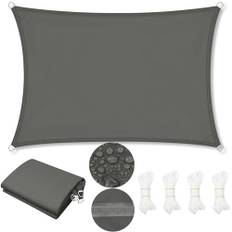 WOLTU Skuggduk i PES, 200 g/m² polyester, vattentätt skuggsegel, solskydd för utomhusbruk, solskydd, med D-ringar och rep, för balkong, pergola, 3 x 4 m, mörkgrå