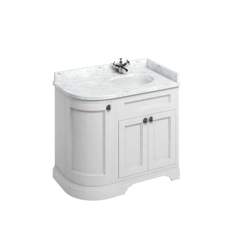 Tvättställsskåp Burlington FC3 1000 mm Mattvit, Minerva Carrara, Höger