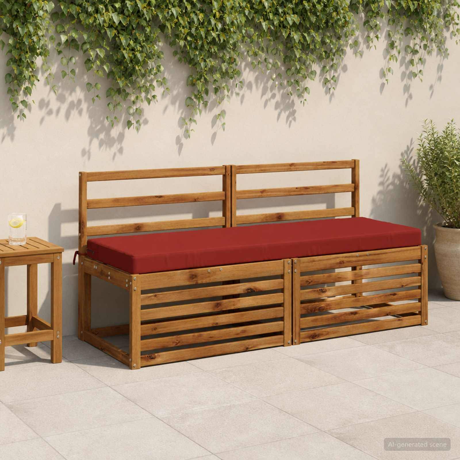 Bænkpude SOEST 100% polyester Rød 150 x 50 x 8 cm