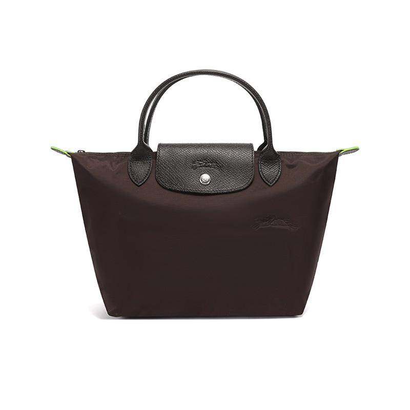 Longchamp Le Pliage Green Short Handle Foldable Dumpling Bag Recycled Canvas Tote Bag Small Women tote bags Mocha 1621919002 Basic Set (Bag)