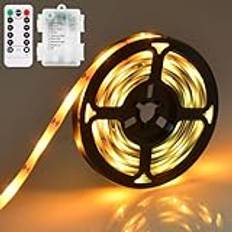 LED-list batteridriven, 1 m, 8 lägen, LED-slinga, batteri med timer, dimbar LED-remsa med fjärrkontroll, vattentäta ljuslister, LED-ljusband, vattentät