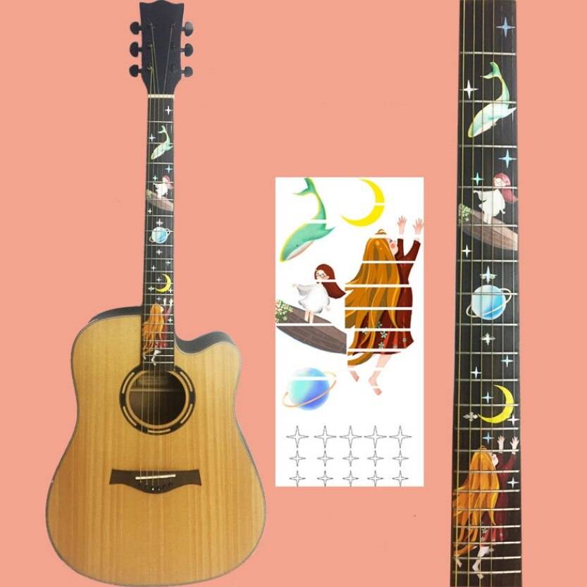 Gitarr greppbräda dekaler inlägg klistermärke gitarr hals headstock guitarra bas ukulele tunn klistermärke guitarra tillbehör - 16