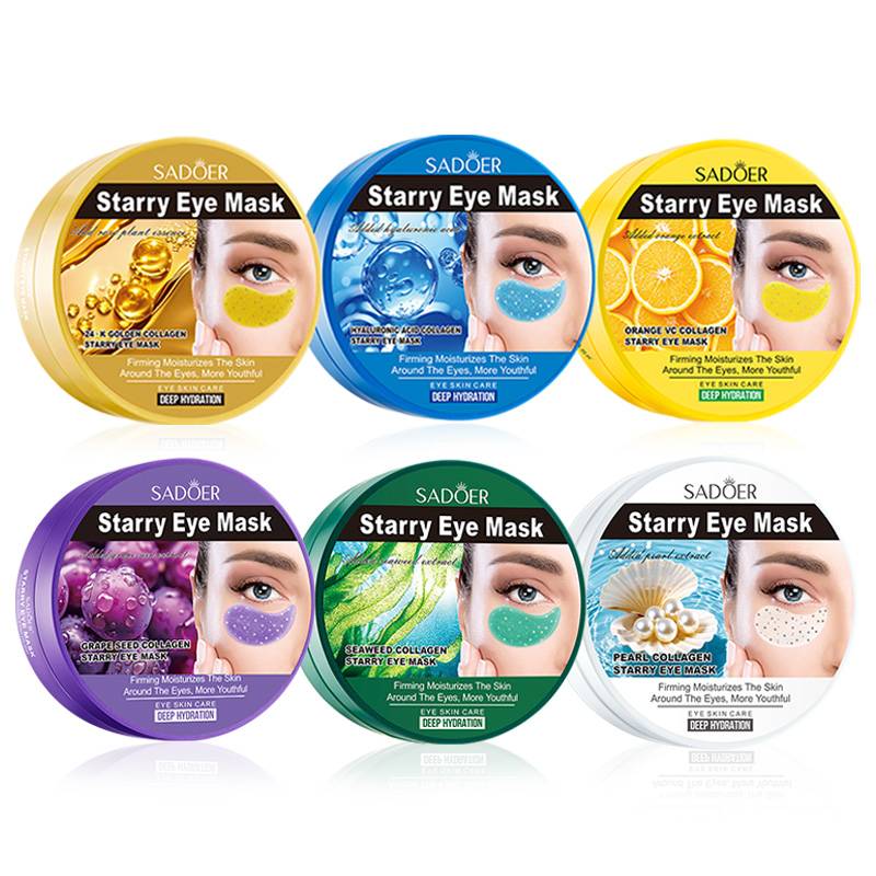 60pcs SADOER Starry Crystal Collagen Eye Mask Anti Dark Circles Moisturizing Anti-Wrinkles Anti-Aging Eye Patches