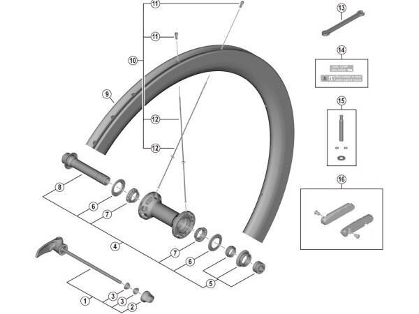 Shimano Dura Ace nippeltill framhjul modell WH-R9200-C50-TU-F