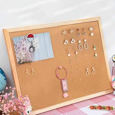 Multifunktionell anslagstavla i kork med träram - Perfekt för smyckesförvaring, fotodisplay och anteckningshållning, söt arrangör för sovrum och arbet - Vitt (L,M,S,XL)