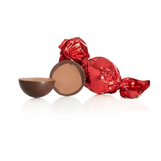 6stk Fyldt Cocoture chokoladekugle - mørk chokolade m/macadamia - rød