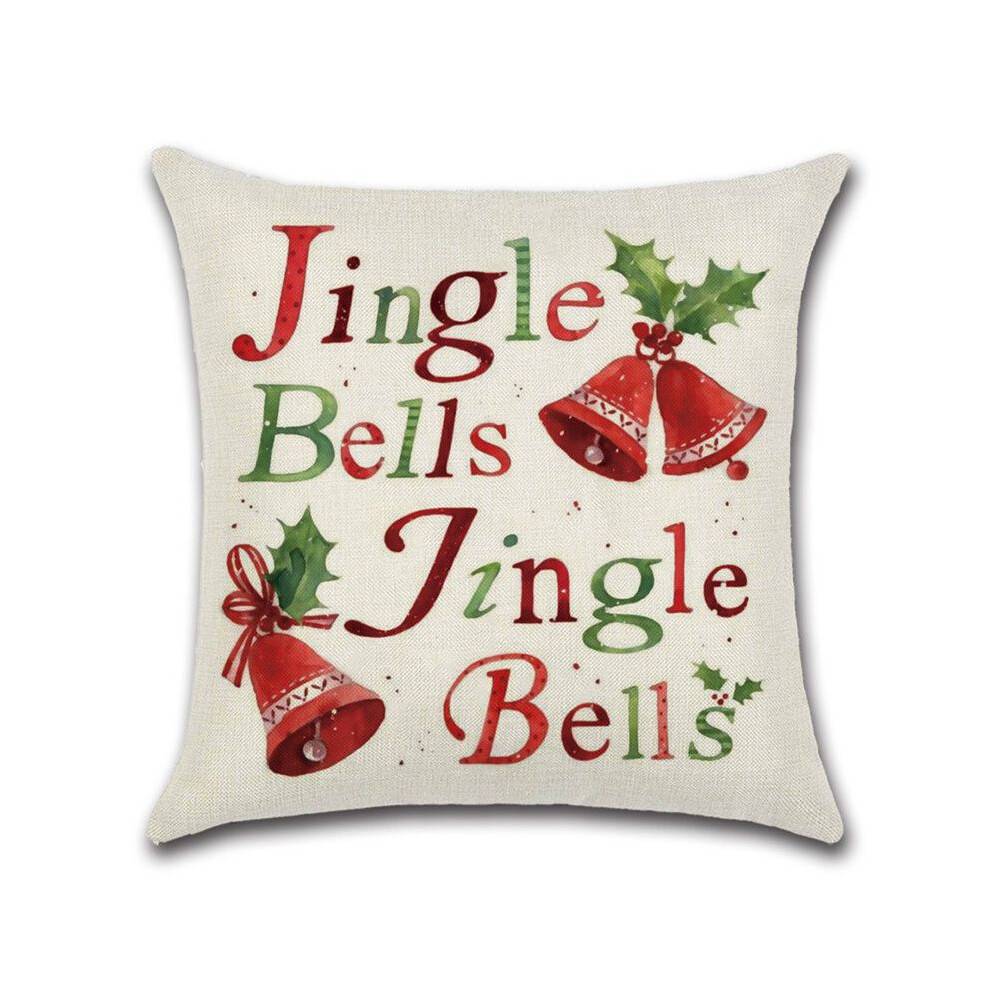 (Bells)Christmas Themed Xmas Cushion Cover Pillow Case Home Sofa Throw Santa Decor