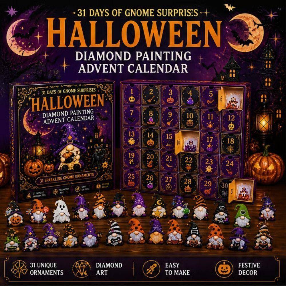 Diamond Art Halloween-tomte Överraskningar Diamantmålning 24-dagars Nedräkningskalender Julpyssel brown