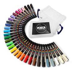 POSCA PC-3M Marker Pen Set, schreibt auf jeder Oberfläche – Glas, Metall, Holz, Kunststoff, Stoff 1 von jeder Farbe – 32 Stifte
