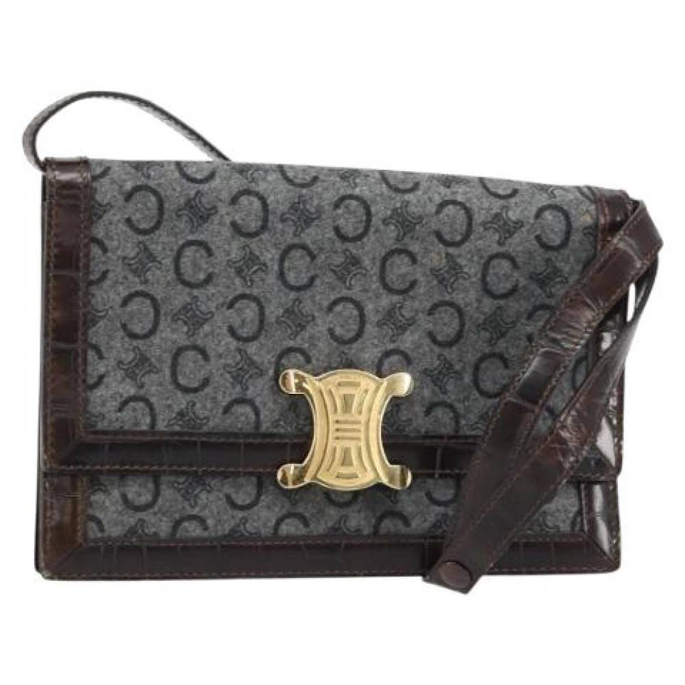 Celine Vintage Pre-owned C Macadam Canvas Skuldertaske - Vintage - Dame - Grå - ONE SIZE - Uld
