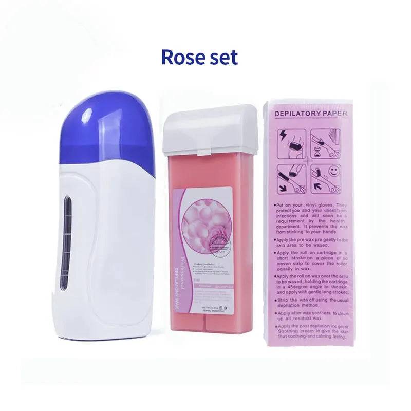 Portable Wax Depilatory Roller Machine Wax Heater Set Hair Removal Cream Waxing Warmer Roll on Wax Heater Roller Epilator - SKY BLUE / UK Plug