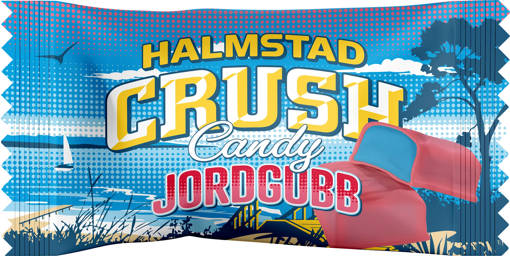 Halmstad Crush Candy Jordgubb (Vikt: 100g)