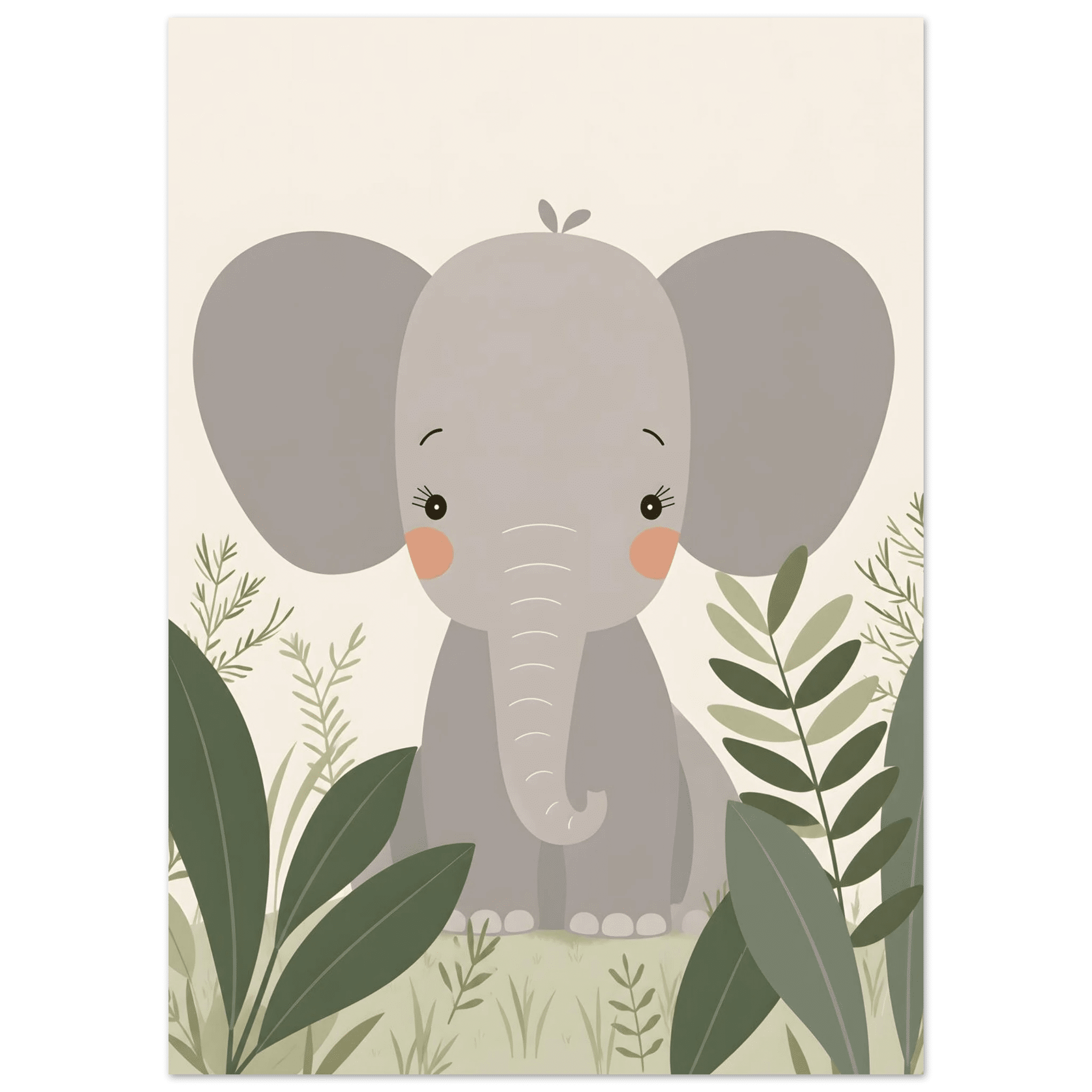 Elefant i djungeln poster-50x70 cm / 20x28″ / Utan ram / -