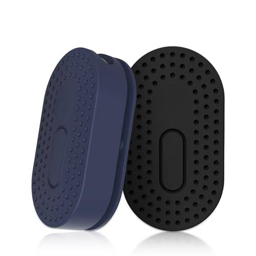 Paket med 2 fodral, kompatibla med Samsung Galaxy Smarttag2, självhäftande, spårfritt, reptåligt självhäftande, lätt skyddsfodral - svart/blå