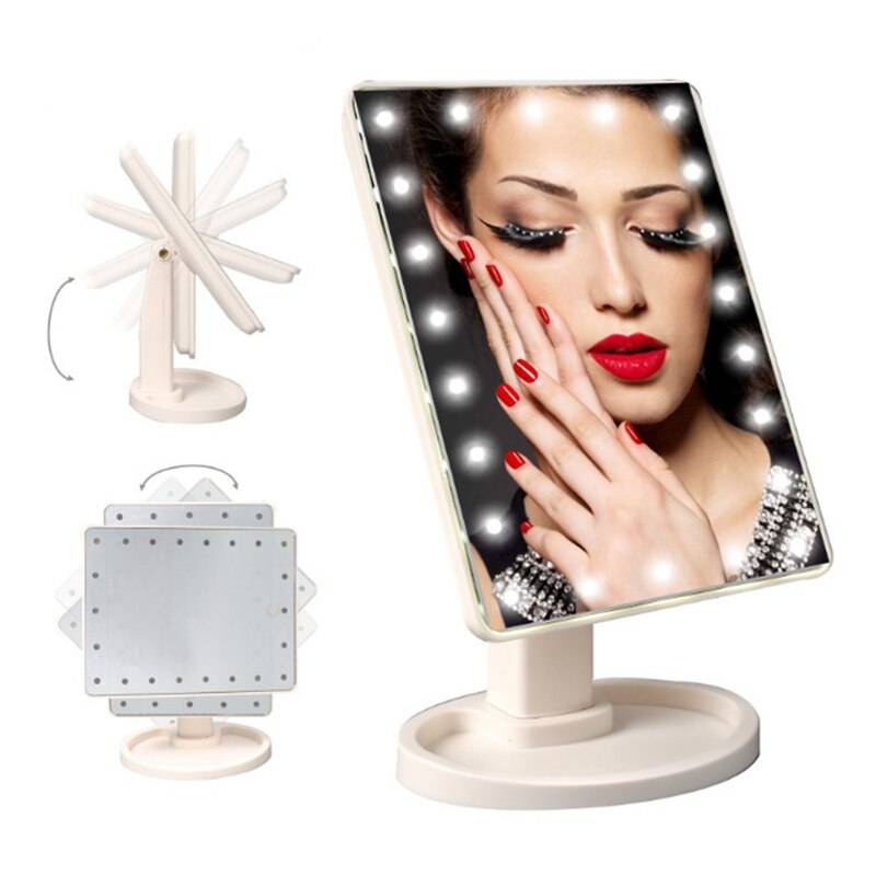 Led sminkspegel m153 sminkspegel med led-ljus 16/22 lampor 360 roterande sminkspegel smart touchkontroll stående spegel
