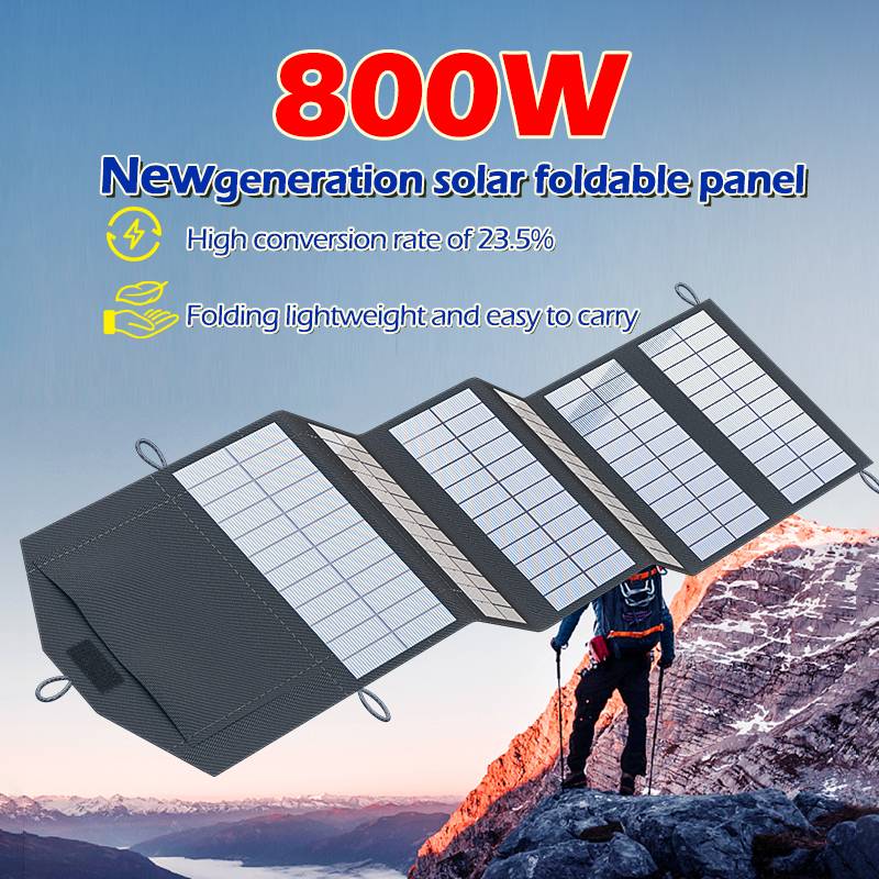 800W Foldable Solar Panel Waterproof with Dual USB - Portable High-Efficiency Solar Charger for RV Camping Outdoor Hiking Travel