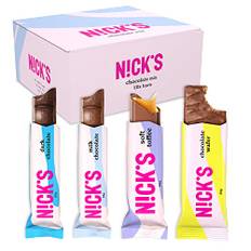 NICKS Choklad mix med Keto Chokladbars Utan Tillsatt Socker, Glutenfri, Low Carb Godis Snack Bar (12 Chocolate Bars)