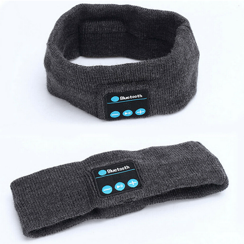 Bluetooth-sportpannband hifi-hörlurar trådlös hörlurar stereoheadset sömnögmaskspelare med mikrofon - Mörkgrå