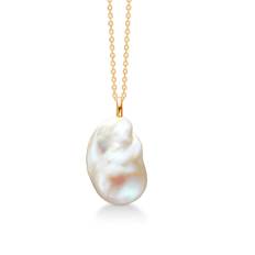 Mads Z Teardrop 14 kt. vedhæng med hvid barok perle