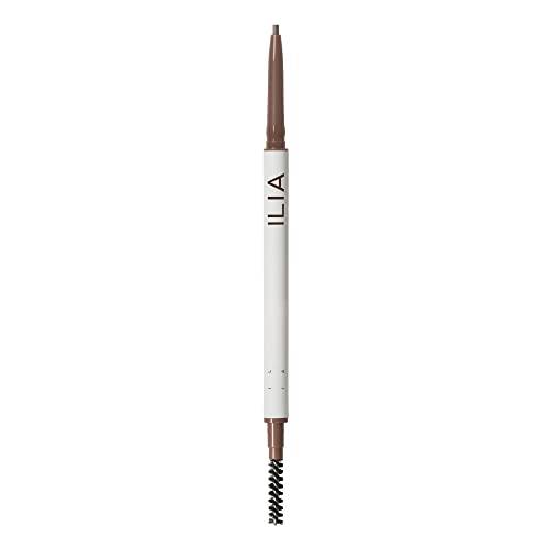 ILIA - I full mikrospets brynspenna med Spoolie | byggbart pigment, blekningsbeständigt | säker för känsliga ögon, doft + silikonfri | Giftfri, vegan, grymhetsfri, ren makeup (brungråbrun)