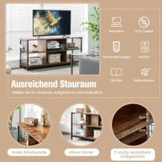 Tv-skab lowboard med åbne rum Tv-hylde til fjernsyn op til 65 tommer 140 x 40 x 62,5 cm Rustik brun